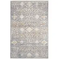 Photo of Ivory Blue and Gray Oriental Power Loom Distressed Area Rug