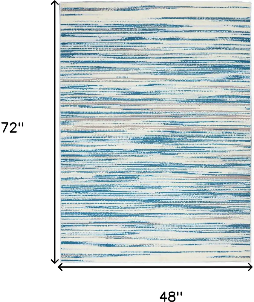 Ivory Blue and Gray Striped Area Rug Photo 3