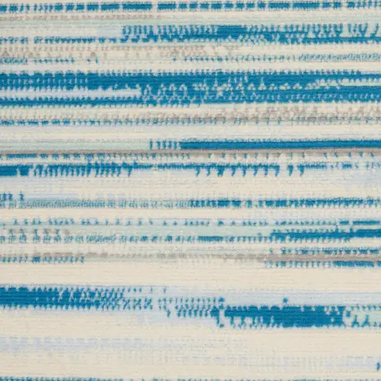 Ivory Blue and Gray Striped Area Rug Photo 4