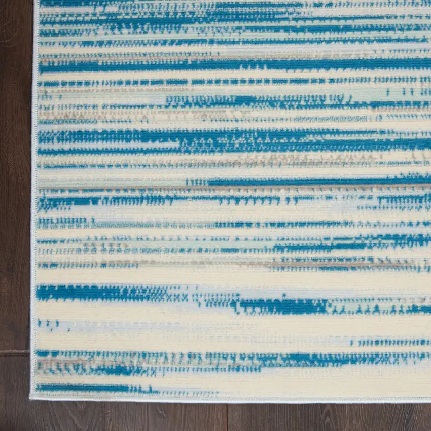 Ivory Blue and Gray Striped Area Rug Photo 9