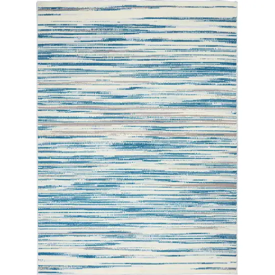 Ivory Blue and Gray Striped Area Rug Photo 8