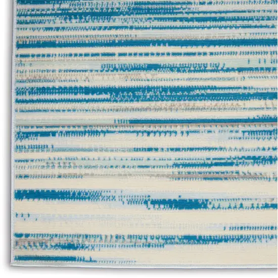 Ivory Blue and Gray Striped Area Rug Photo 7
