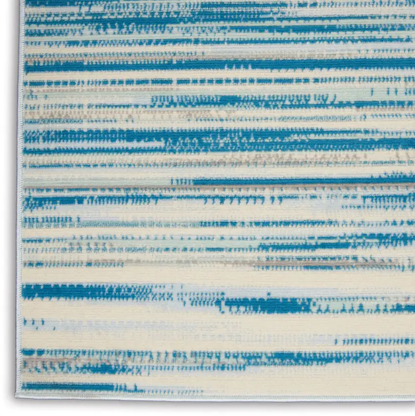 Ivory Blue and Gray Striped Area Rug Photo 7