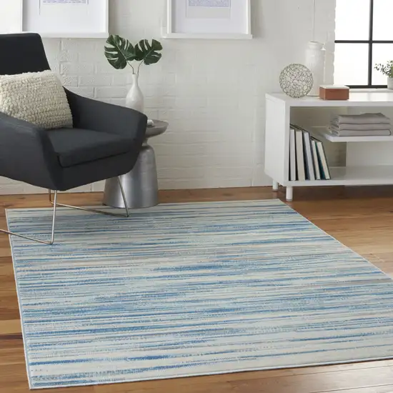 Ivory Blue and Gray Striped Area Rug Photo 6