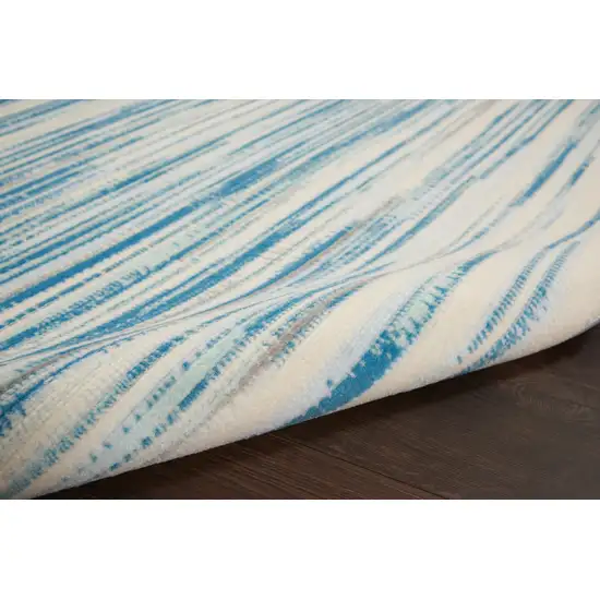 Ivory Blue and Gray Striped Area Rug Photo 8