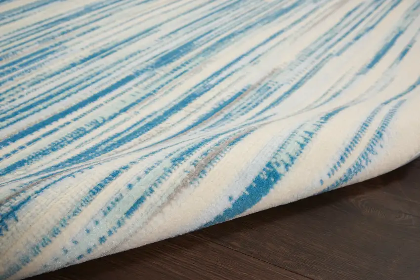 Ivory Blue and Gray Striped Area Rug Photo 8