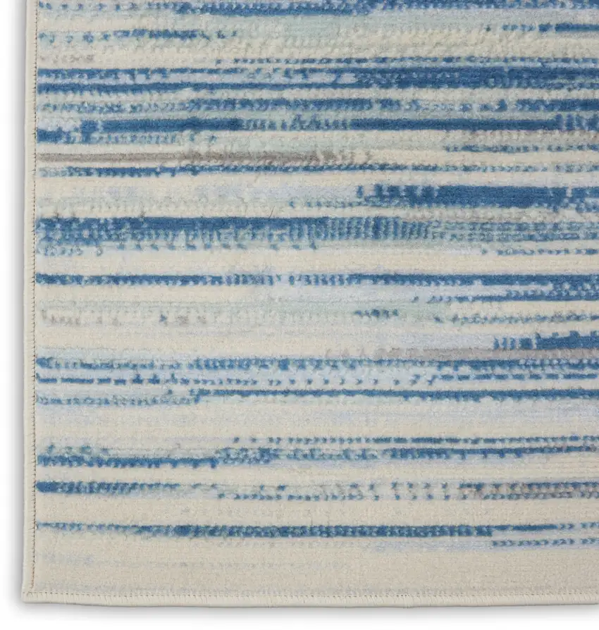 Ivory Blue and Gray Striped Area Rug Photo 9