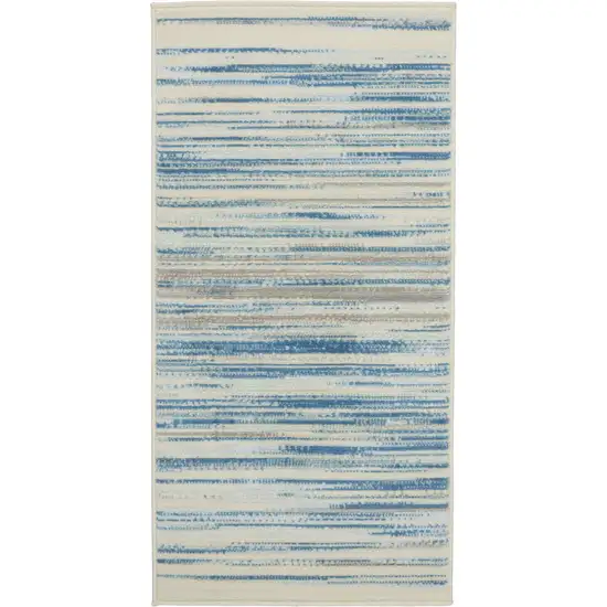 Ivory Blue and Gray Striped Area Rug Photo 1