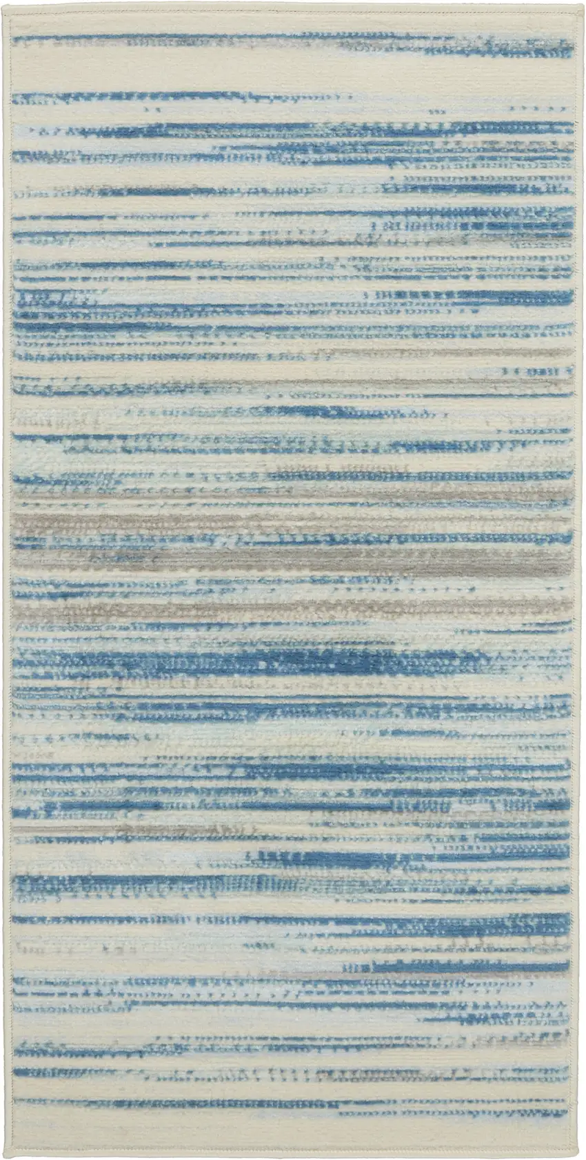 Ivory Blue and Gray Striped Area Rug Photo 1