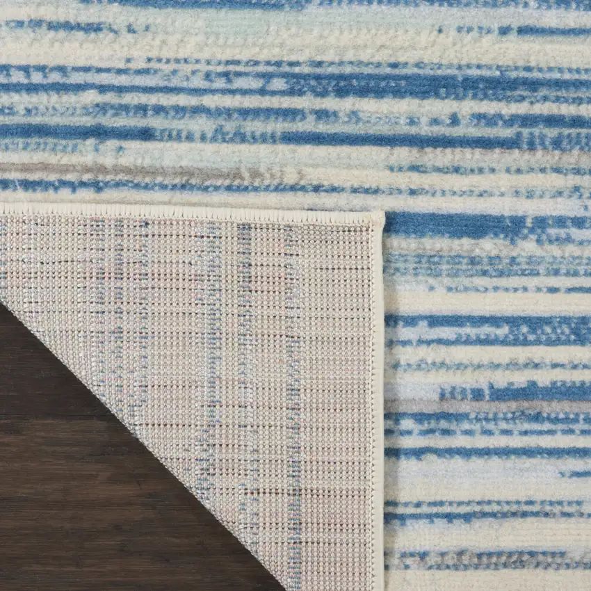 Ivory Blue and Gray Striped Area Rug Photo 7