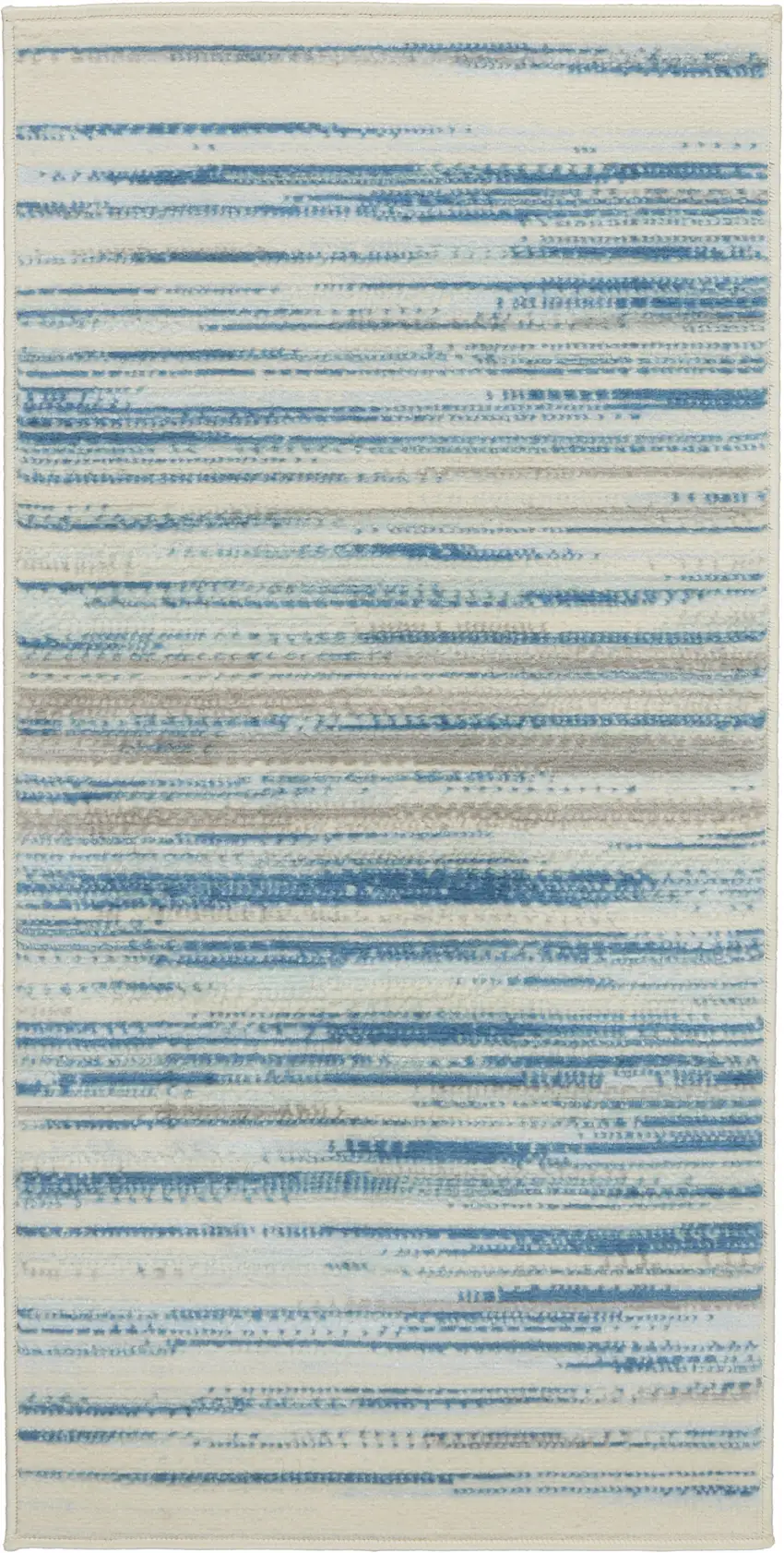 Ivory Blue and Gray Striped Area Rug Photo 2