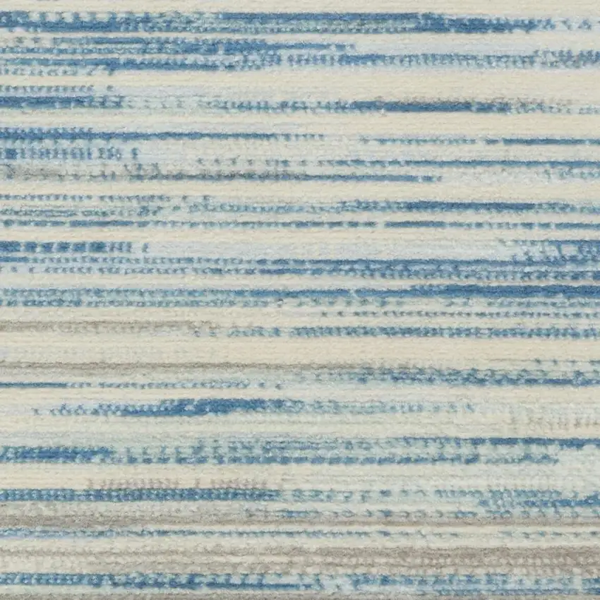 Ivory Blue and Gray Striped Area Rug Photo 3