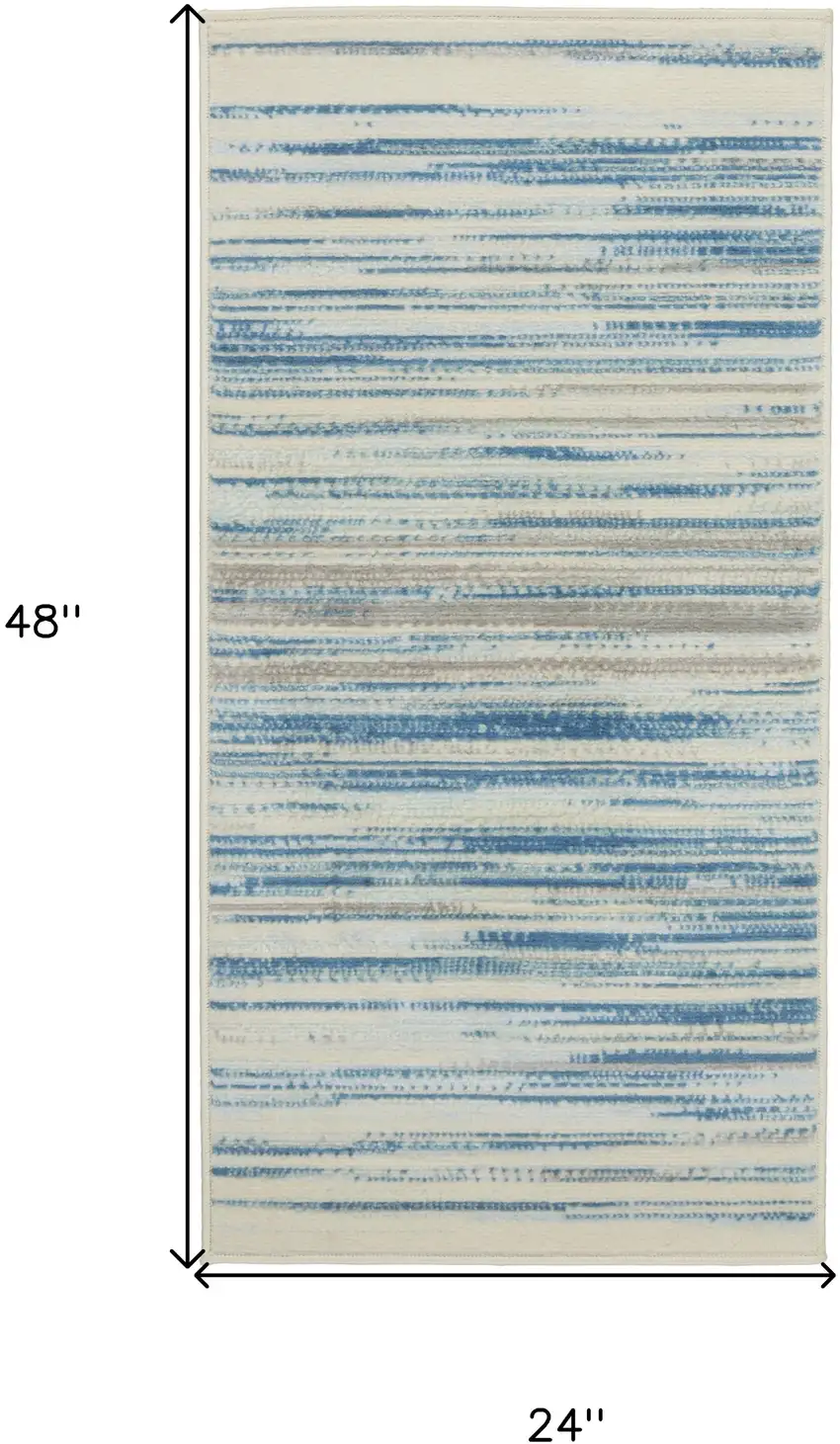 Ivory Blue and Gray Striped Area Rug Photo 3