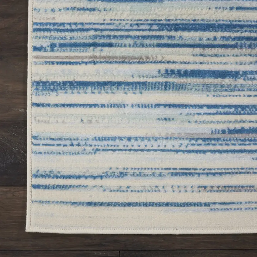 Ivory Blue and Gray Striped Area Rug Photo 8