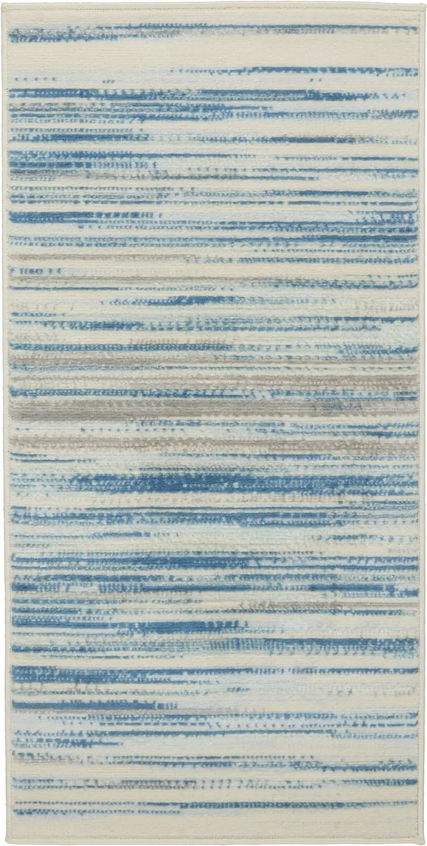 Ivory Blue and Gray Striped Area Rug Photo 8