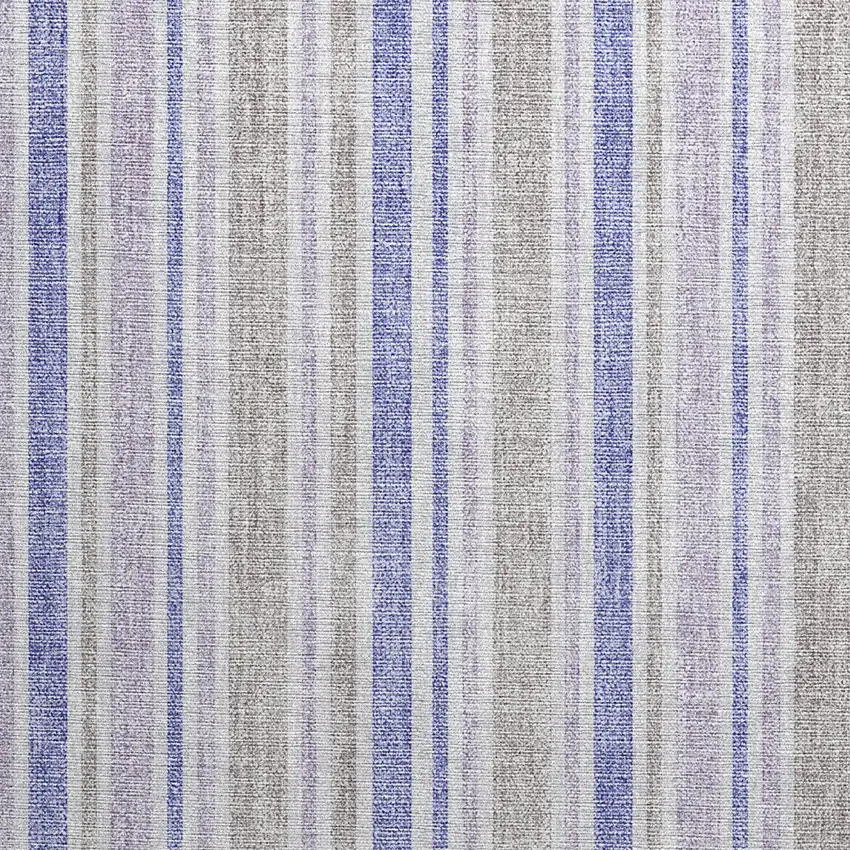 Ivory Blue and Gray Striped Washable Non Skid Indoor Outdoor Area Rug Photo 6