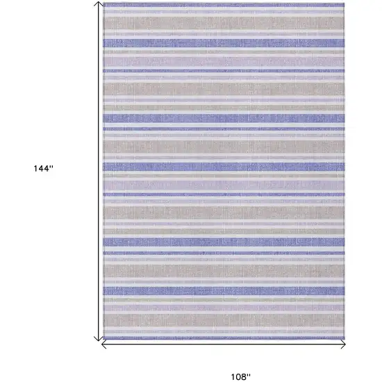 Ivory Blue And Gray Striped Washable Indoor Outdoor Area Rug Photo 9