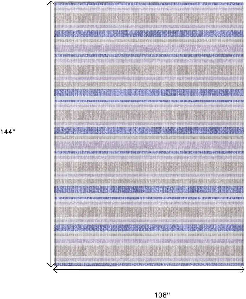 Ivory Blue And Gray Striped Washable Indoor Outdoor Area Rug Photo 9