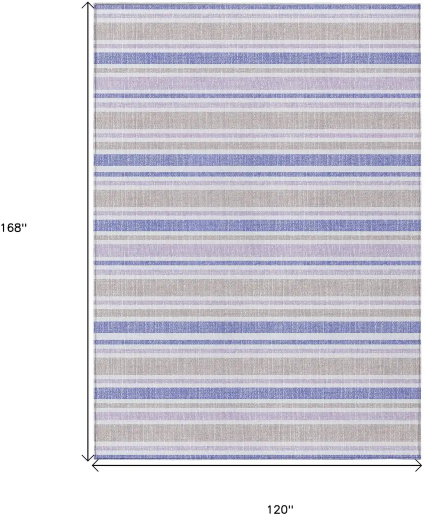 Ivory Blue and Gray Striped Washable Indoor Outdoor Area Rug Photo 3