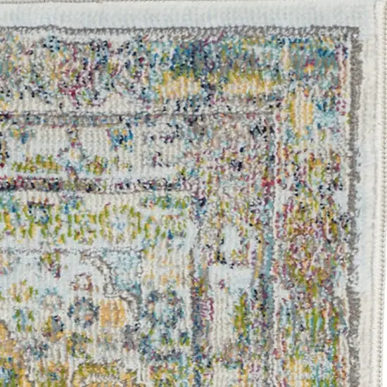 Ivory Blue and Green Floral Distressed Non Skid Area Rug Photo 8