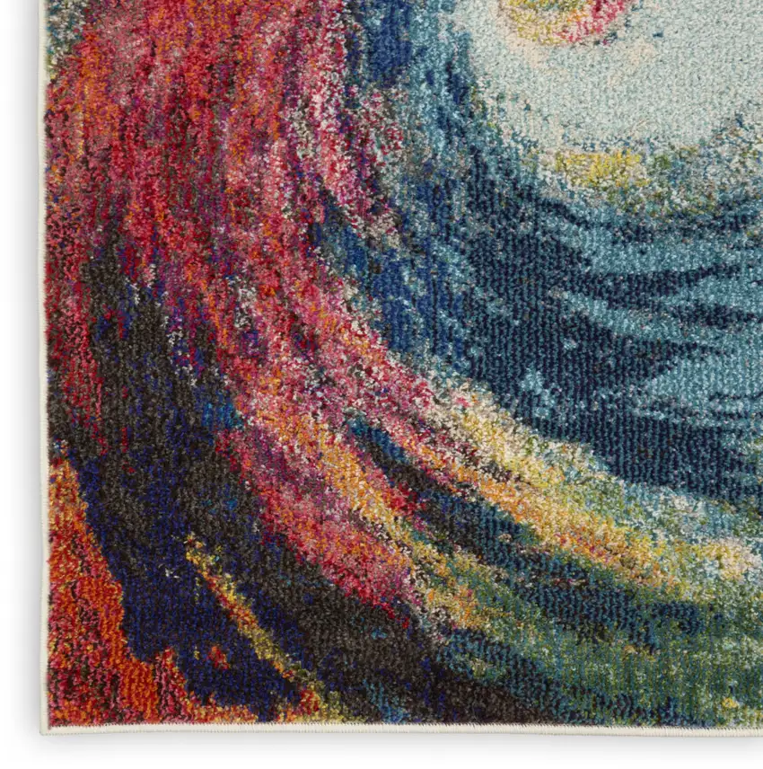 Ivory Blue and Orange Abstract Non Skid Area Rug Photo 8