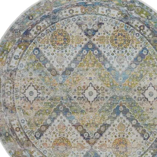 Ivory Blue and Red Floral Distressed Non Skid Area Rug Photo 6