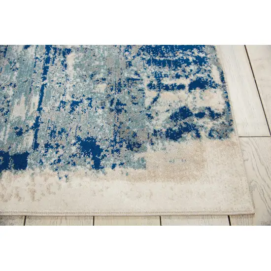 Ivory Blue and Slate Gray Abstract Area Rug Photo 9