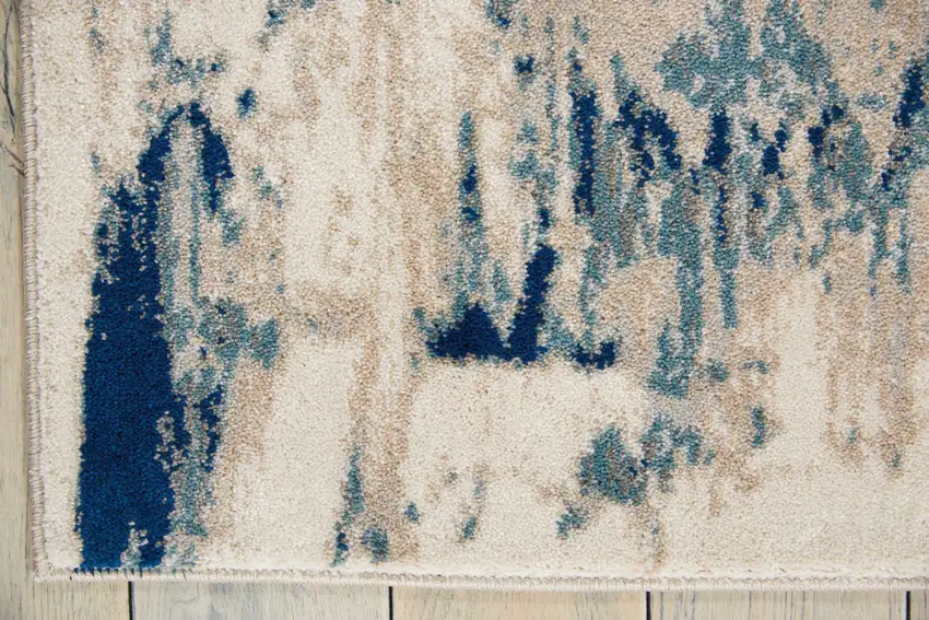 Ivory Blue and Slate Gray Abstract Non Skid Area Rug Photo 4
