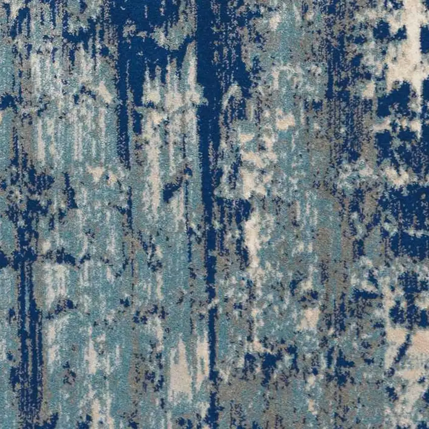 Ivory Blue and Slate Gray Abstract Non Skid Area Rug Photo 6