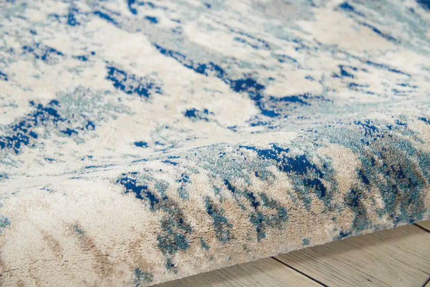 Ivory Blue and Slate Gray Abstract Non Skid Area Rug Photo 8