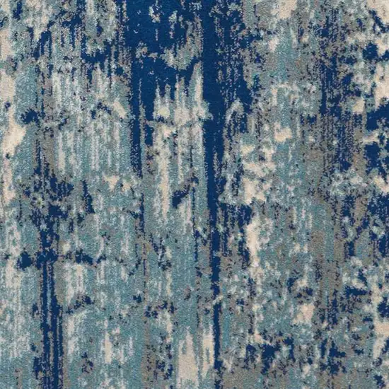 Ivory Blue and Slate Gray Abstract Non Skid Area Rug Photo 3
