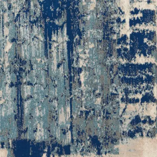 Ivory Blue and Slate Gray Abstract Non Skid Area Rug Photo 7