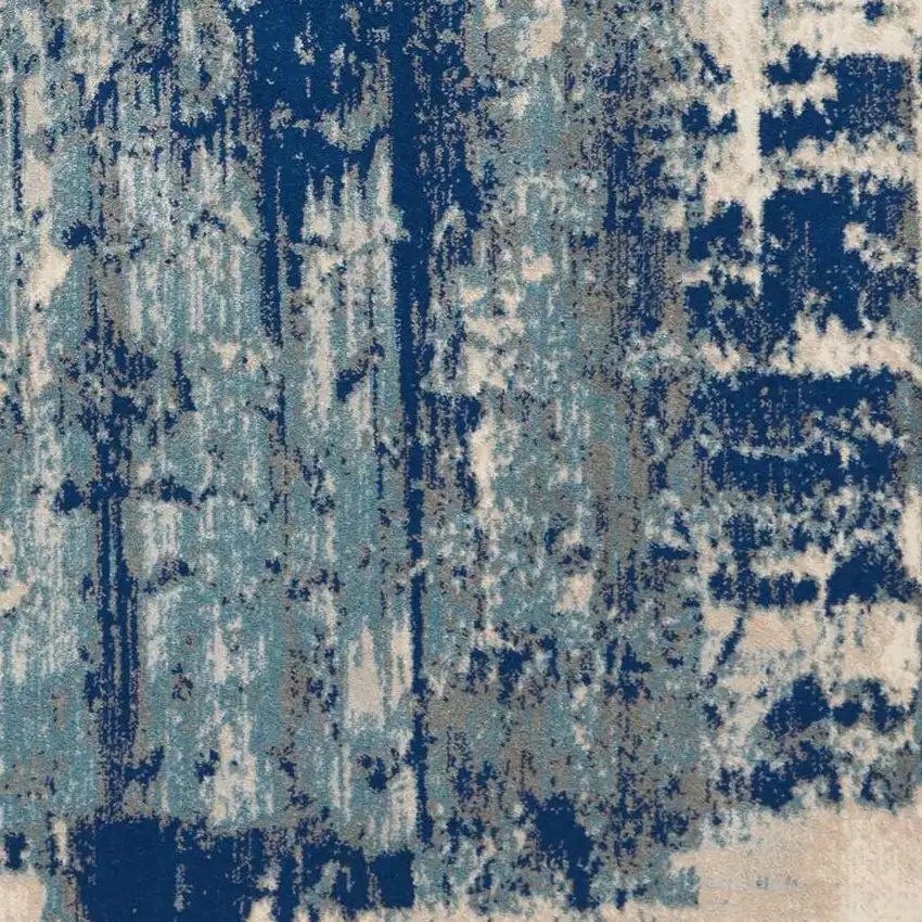 Ivory Blue and Slate Gray Abstract Non Skid Area Rug Photo 7