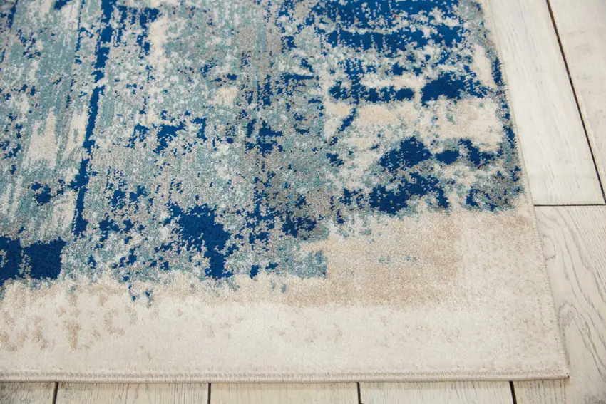 Ivory Blue and Slate Gray Abstract Non Skid Area Rug Photo 9