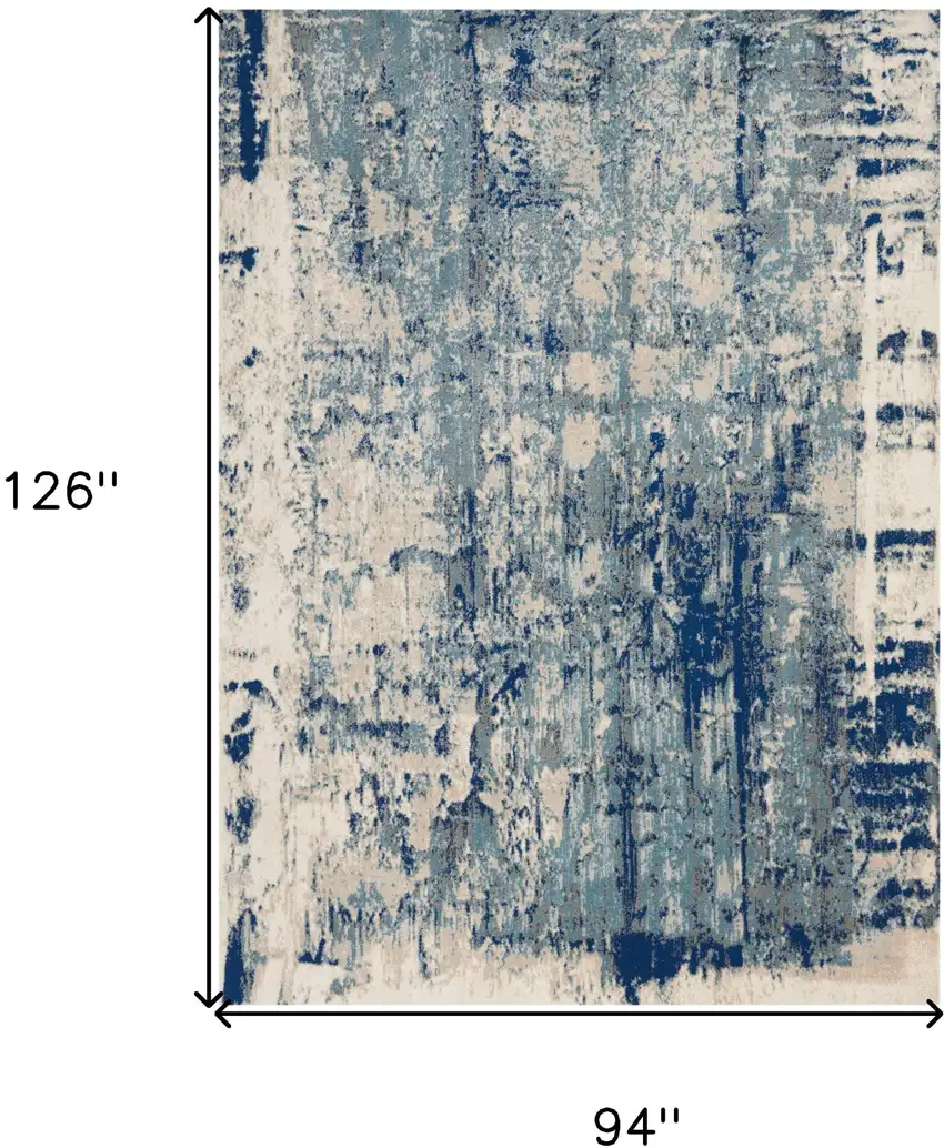 Ivory Blue and Slate Gray Abstract Non Skid Area Rug Photo 3