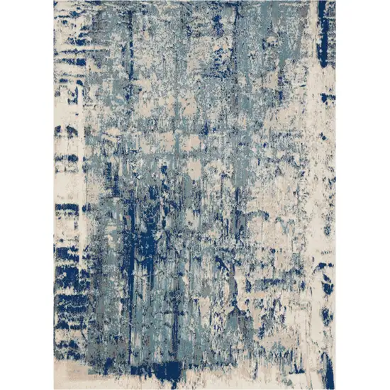 Ivory Blue and Slate Gray Abstract Non Skid Area Rug Photo 3