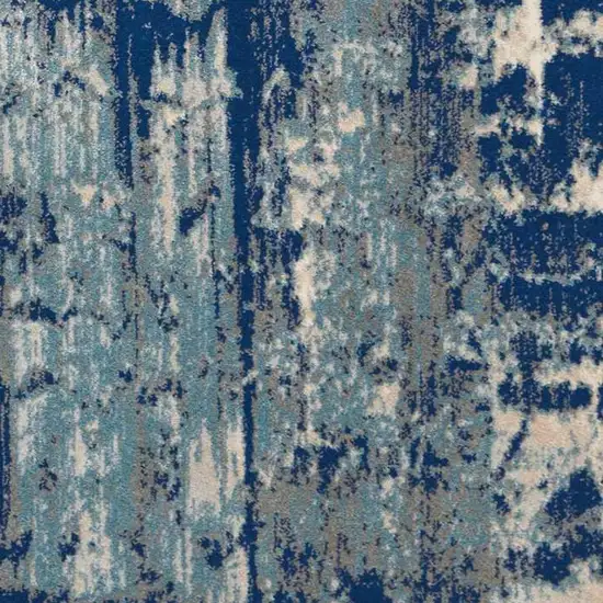 Ivory Blue and Slate Gray Abstract Non Skid Area Rug Photo 4
