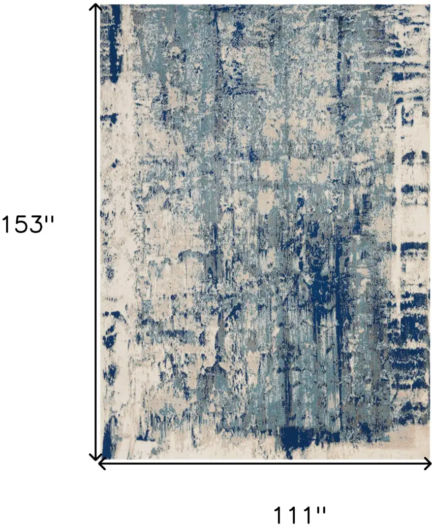 Ivory Blue and Slate Gray Abstract Non Skid Area Rug Photo 3