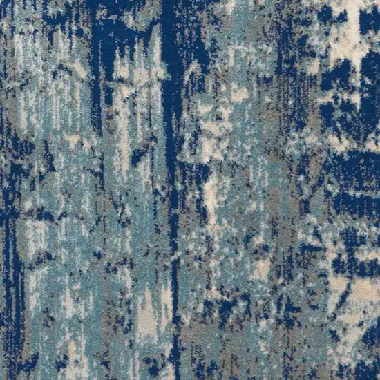 Ivory Blue and Slate Gray Abstract Non Skid Area Rug Photo 6