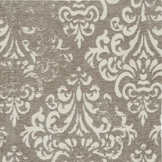 Ivory Blue and Slate Gray Floral Distressed Non Skid Area Rug Photo 2