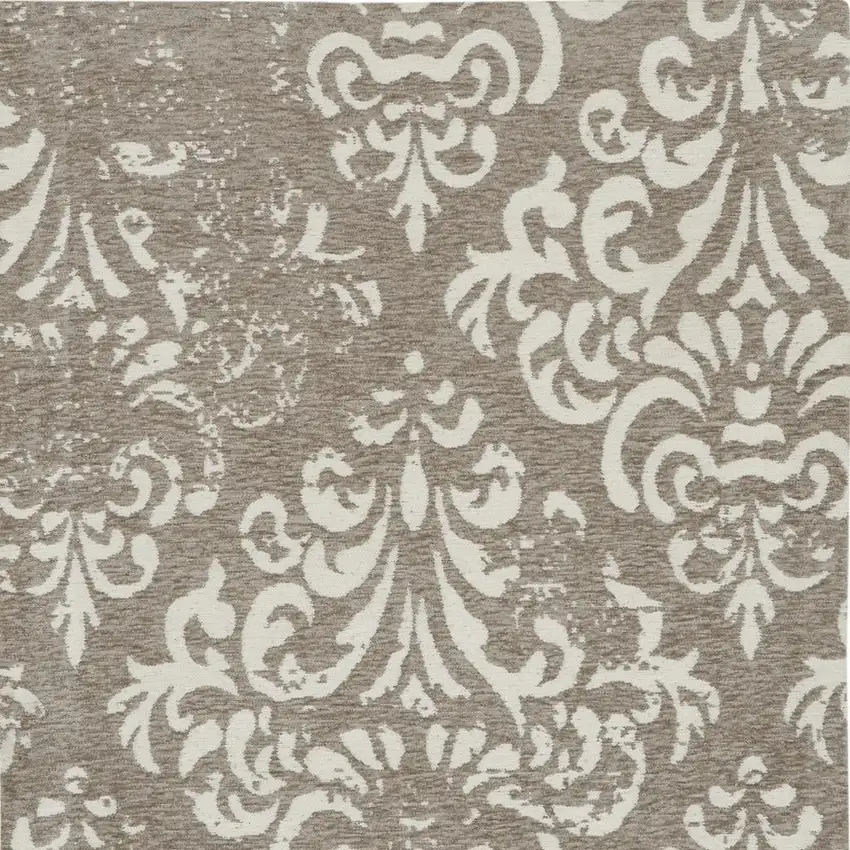 Ivory Blue and Slate Gray Floral Distressed Non Skid Area Rug Photo 2