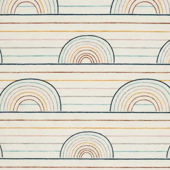 Ivory Blue and Yellow Juvenile Rainbows Youthful Area Rug Photo 2