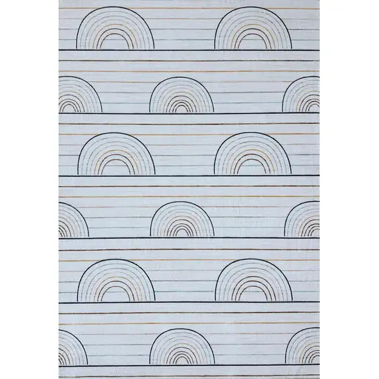 Ivory Blue and Yellow Juvenile Rainbows Youthful Area Rug Photo 4