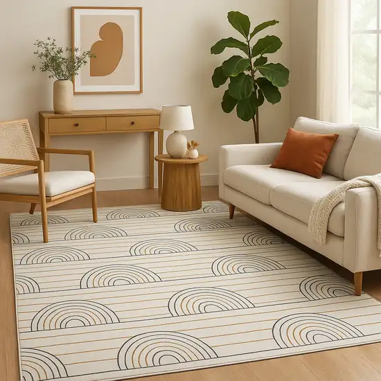 Ivory Blue and Yellow Juvenile Rainbows Youthful Area Rug Photo 9