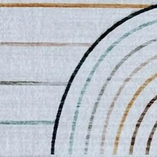 Ivory Blue and Yellow Juvenile Rainbows Youthful Area Rug Photo 4