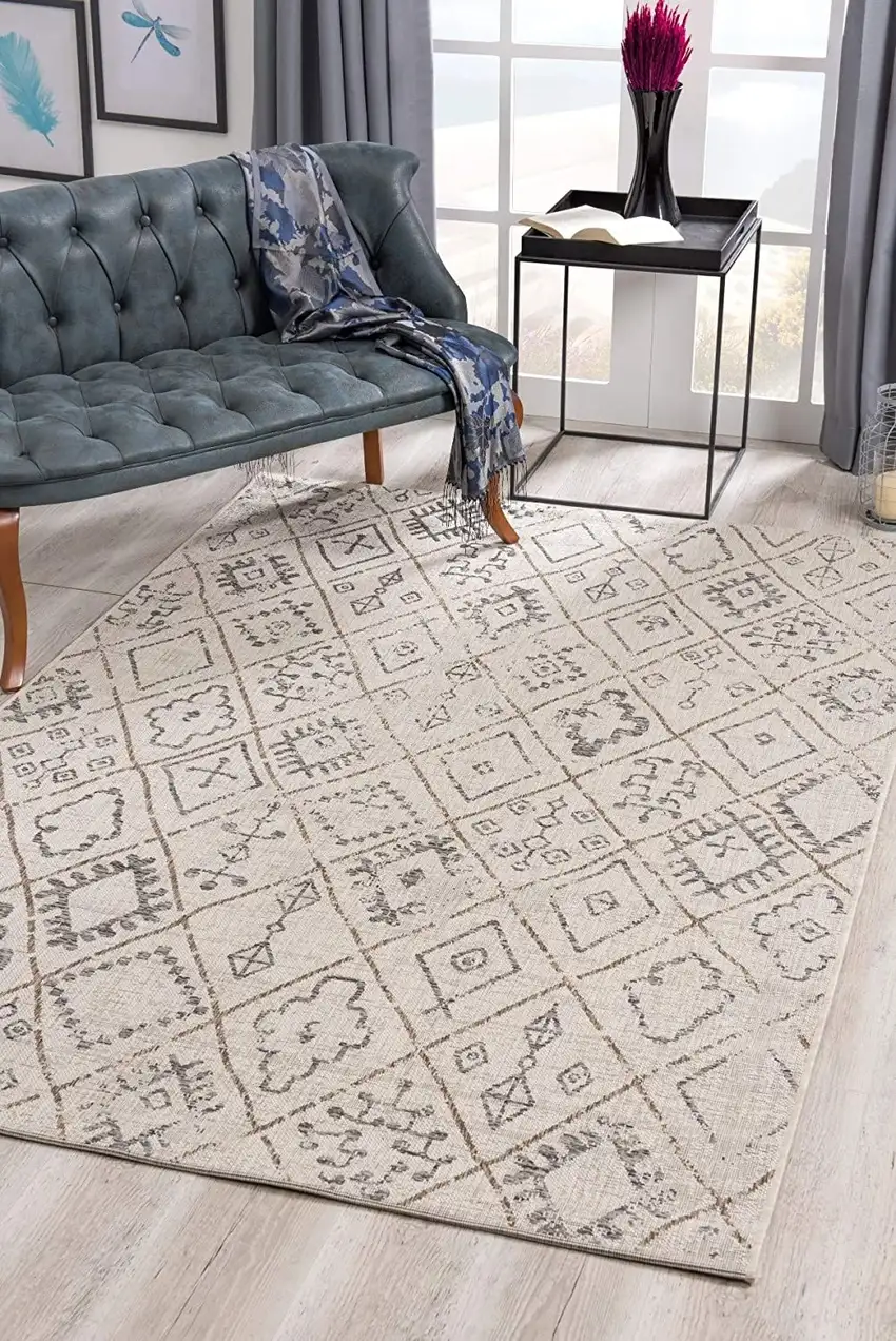 Ivory Boho Chic Berber Area Rug Photo 4