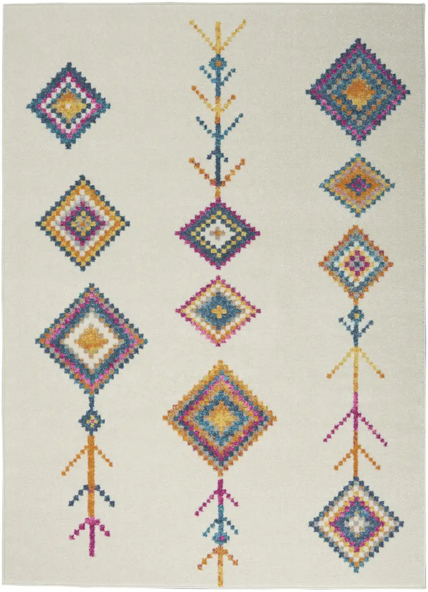 Ivory And Blue Geometric Area Rug Photo 2