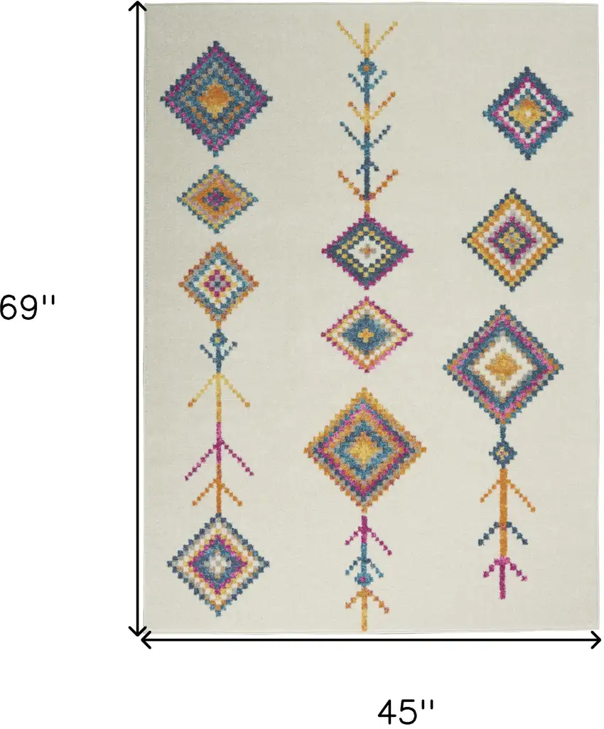 Blue Ivory And Pink Geometric Area Rug Photo 9