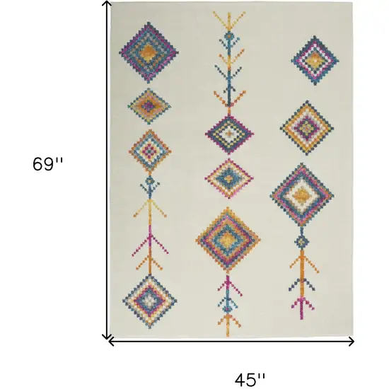 Blue Ivory And Pink Geometric Area Rug Photo 9