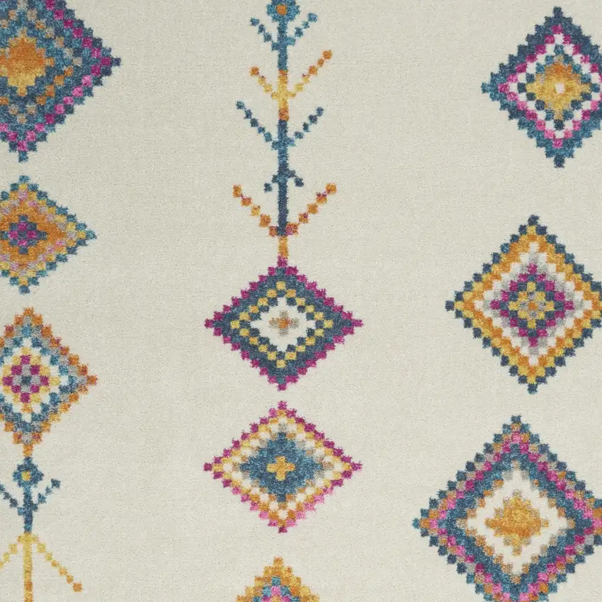 Blue Ivory And Pink Geometric Area Rug Photo 4